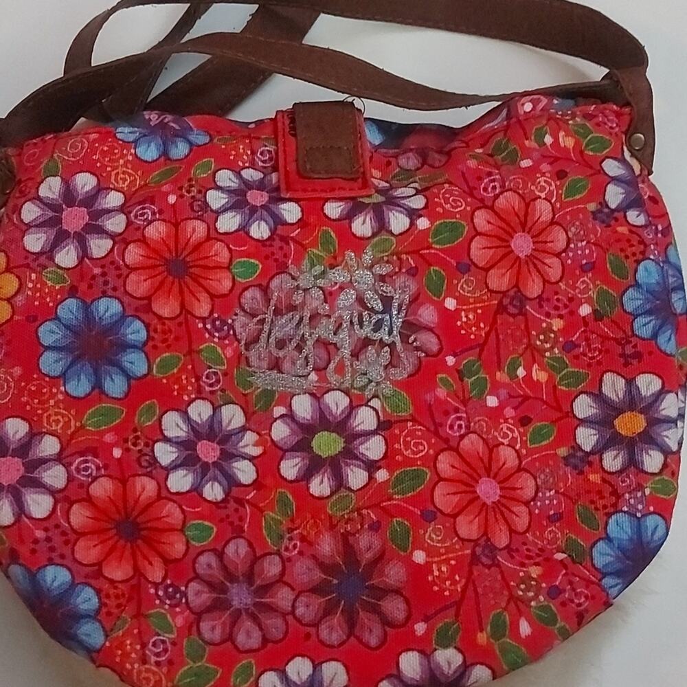 Desigual Floral Faux Fur Crossbody Bag Boho Chic Colorful Winter Retro Festival